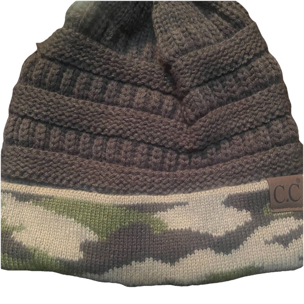 C.C. Hat Beanie Olive Brown, Camo, Unisex, Slouchy NEW NWT